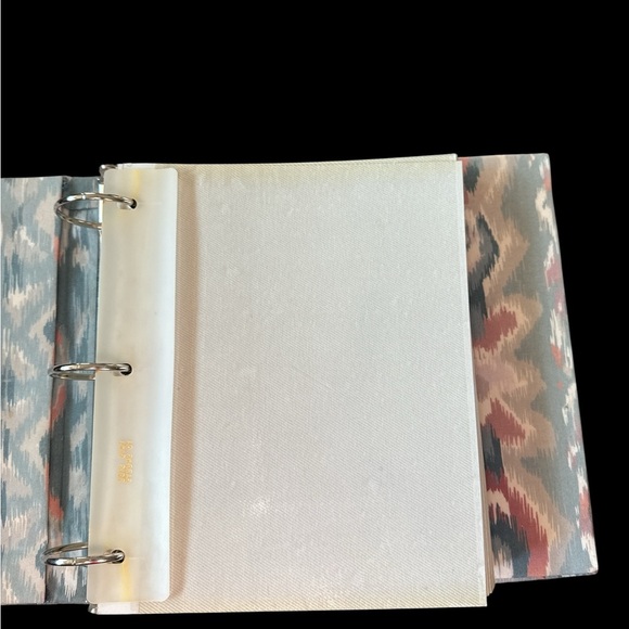 Vintage Fabric Padded Photo Album Binder Ikat Print Heart Lace Detail 3 Ring - Picture 3 of 5